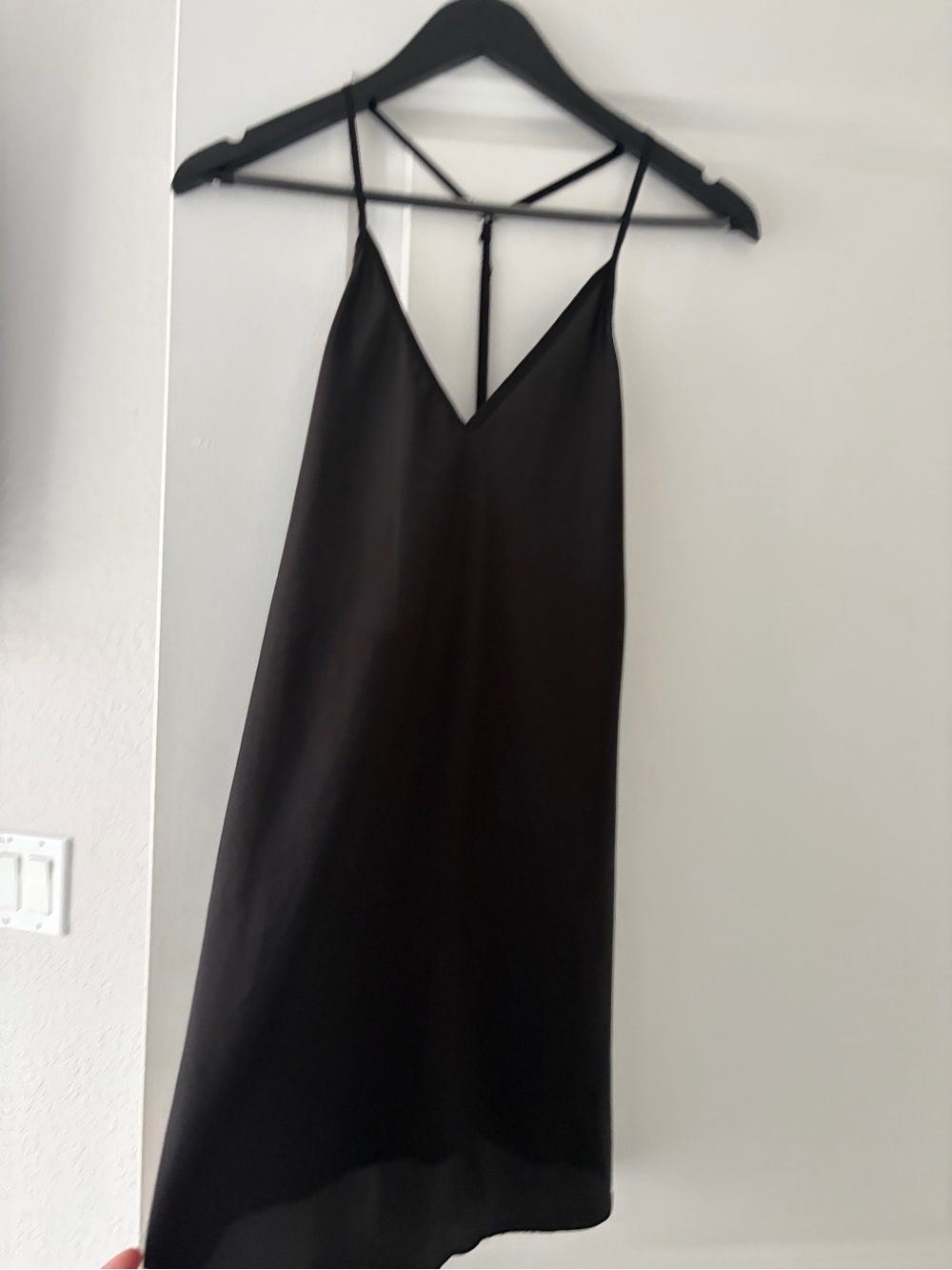 Black V-Neck mini slip dress